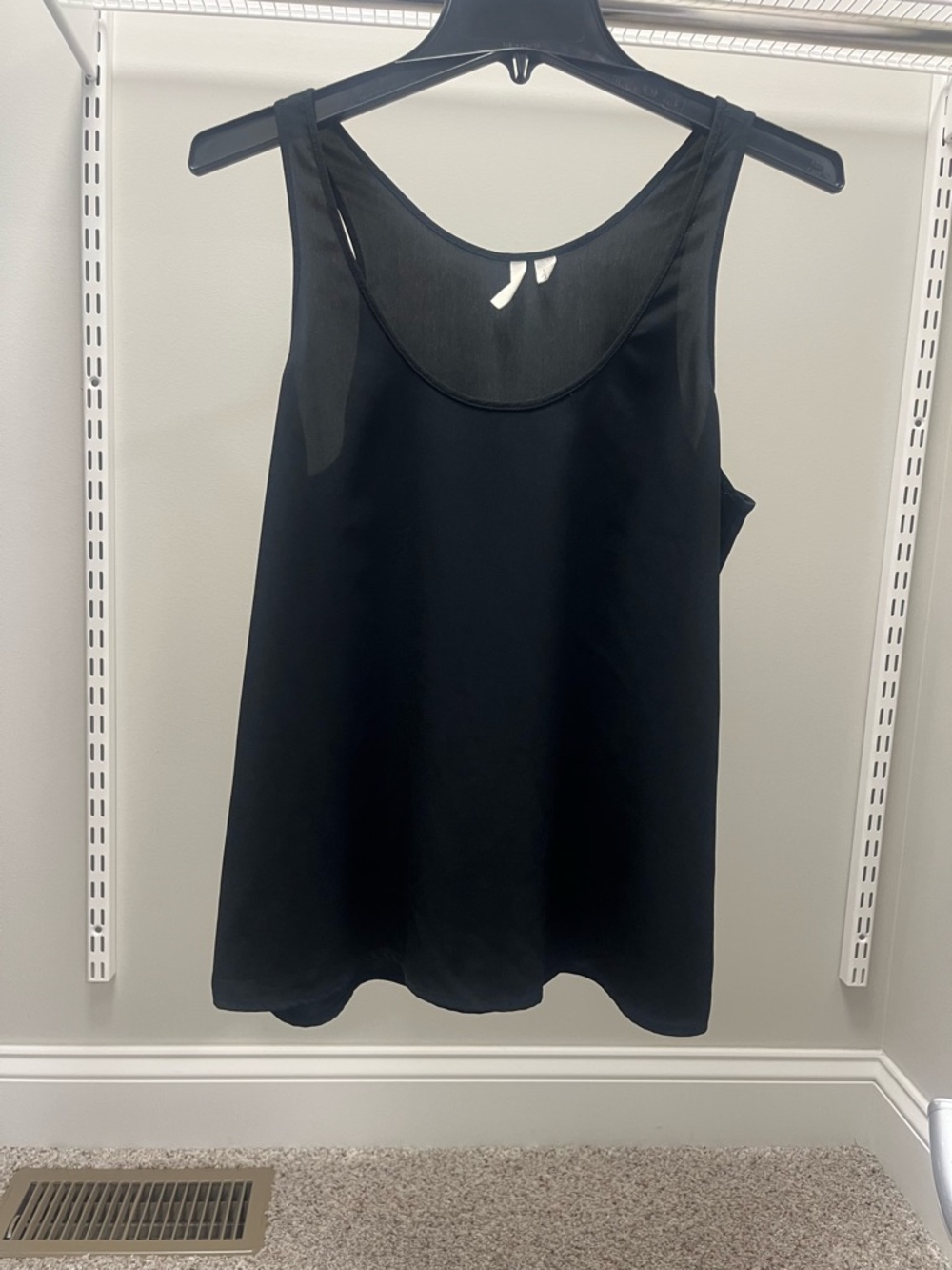 Frenchi Black Scoop Neck Flowy Silky Tank Top